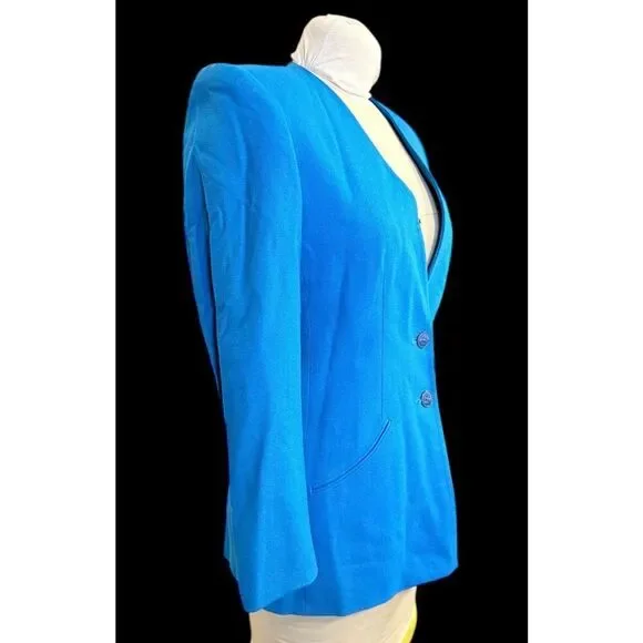 Kasper Vintage Long Blazer Sz. 6 Lined 2-Button Front Wool Career - Picture 9 of 13